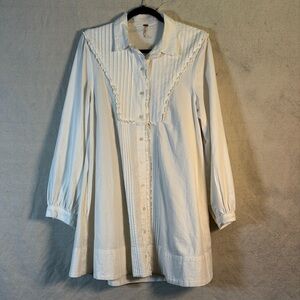 Free People Cherry Long Sleeve Bib Mini Shirtdress